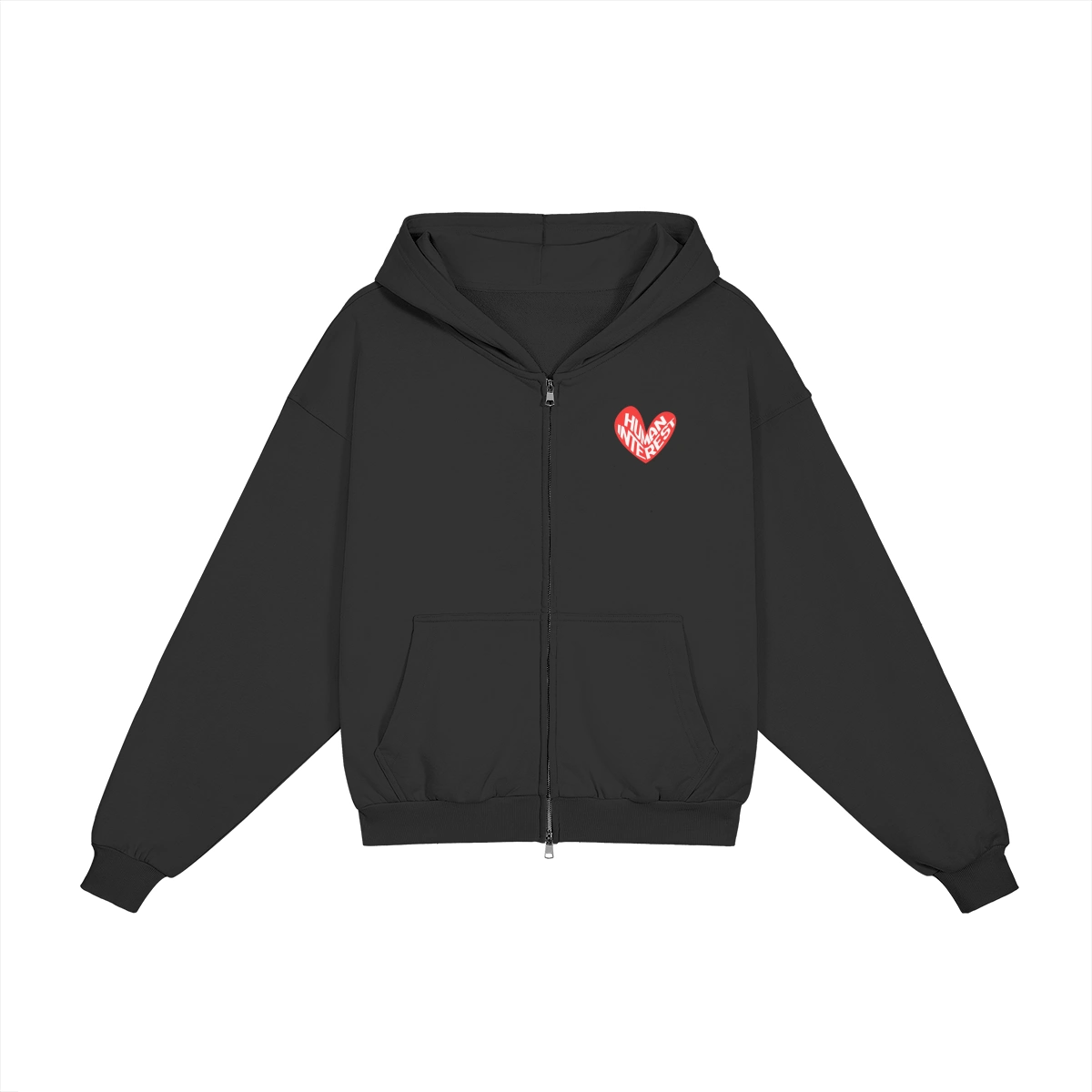 Heart Zip Up Black